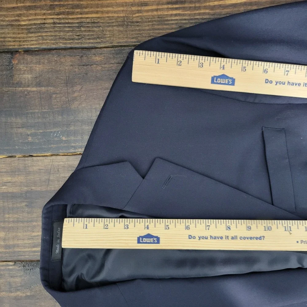 Chaps Men's Sport‎ Coat Blazer Two Golden Button Deep Navy Blue Twill Wool 42R